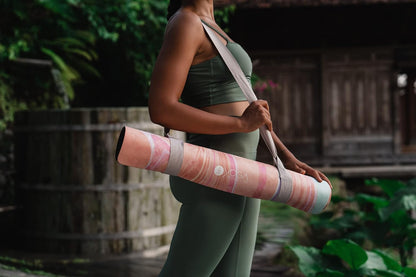 The Combo Yoga Mat | 2-in-1 Mat+Towel | Eco Luxury | Ideal for Hot Yoga, Power, Bikram, Ashtanga, Sweat | Studio Quality | Includes Carrying Strap!
