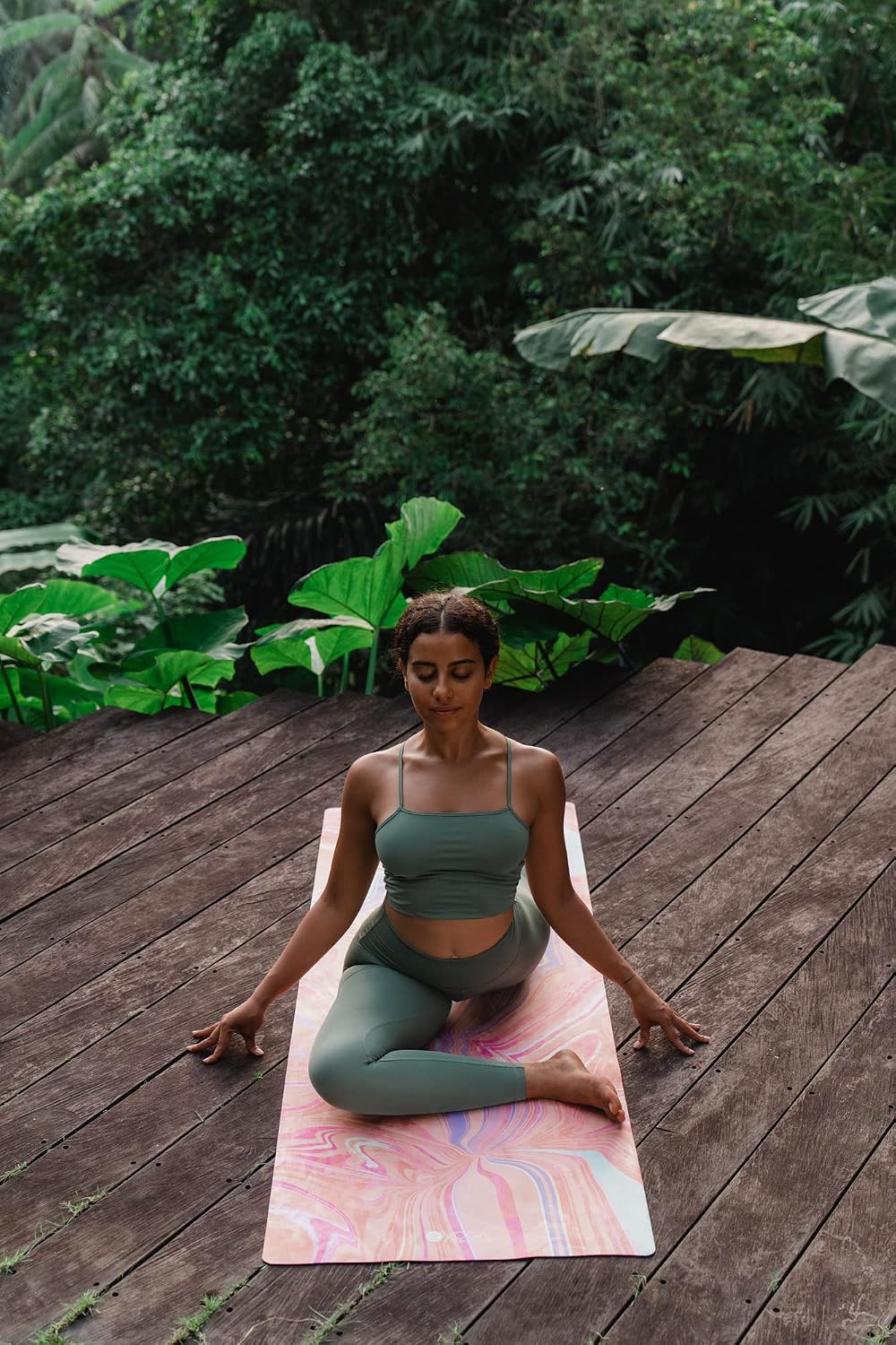 The Combo Yoga Mat | 2-in-1 Mat+Towel | Eco Luxury | Ideal for Hot Yoga, Power, Bikram, Ashtanga, Sweat | Studio Quality | Includes Carrying Strap!