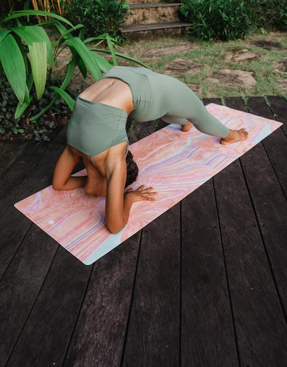 The Combo Yoga Mat | 2-in-1 Mat+Towel | Eco Luxury | Ideal for Hot Yoga, Power, Bikram, Ashtanga, Sweat | Studio Quality | Includes Carrying Strap!