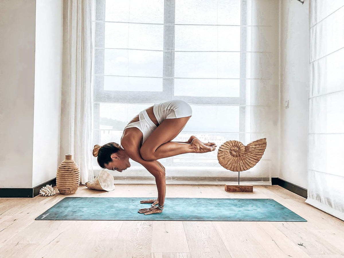 The Combo Yoga Mat | 2-in-1 Mat+Towel | Eco Luxury | Ideal for Hot Yoga, Power, Bikram, Ashtanga, Sweat | Studio Quality | Includes Carrying Strap!