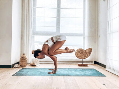 The Combo Yoga Mat | 2-in-1 Mat+Towel | Eco Luxury | Ideal for Hot Yoga, Power, Bikram, Ashtanga, Sweat | Studio Quality | Includes Carrying Strap!