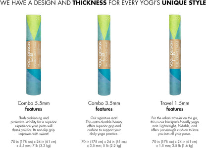 The Combo Yoga Mat | 2-in-1 Mat+Towel | Eco Luxury | Ideal for Hot Yoga, Power, Bikram, Ashtanga, Sweat | Studio Quality | Includes Carrying Strap!
