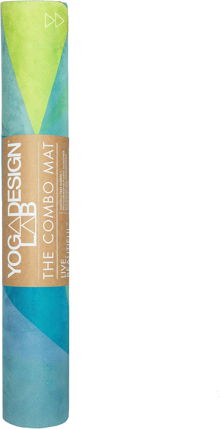 The Combo Yoga Mat | 2-in-1 Mat+Towel | Eco Luxury | Ideal for Hot Yoga, Power, Bikram, Ashtanga, Sweat | Studio Quality | Includes Carrying Strap!