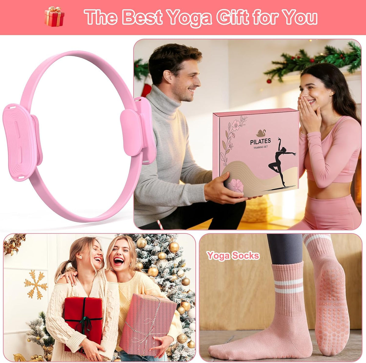 Pilates Kit for Home Workouts Set for Women, Pilates Ring Equipment and Ball Set Home Pilates Workout Kit with 15" Magic Circle Ring and Resistance Bands, A Must-Have for Beginners and Seasoned Yogis