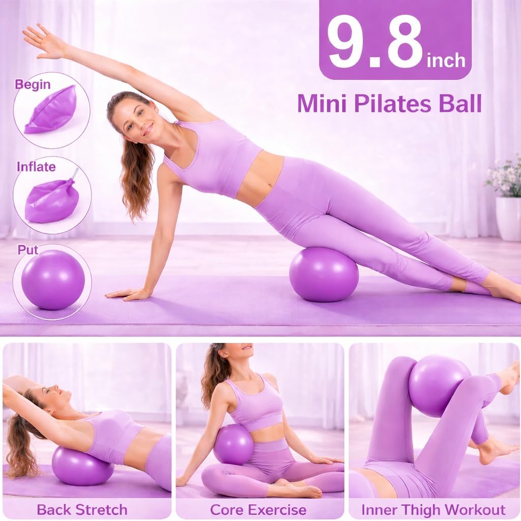 Pilates Kit for Home Workouts Set for Women, Pilates Ring Equipment and Ball Set Home Pilates Workout Kit with 15" Magic Circle Ring and Resistance Bands, A Must-Have for Beginners and Seasoned Yogis