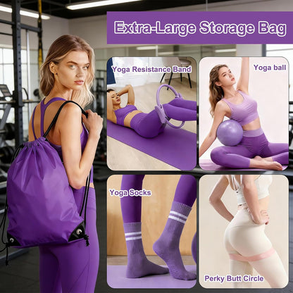 Pilates Kit for Home Workouts Set for Women, Pilates Ring Equipment and Ball Set Home Pilates Workout Kit with 15" Magic Circle Ring and Resistance Bands, A Must-Have for Beginners and Seasoned Yogis