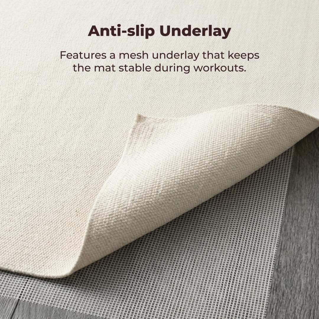 Handmade Organic Cotton Yoga Mat - Non-Toxic, Chemical-free and All Natural Cloth Yoga Mat - Exercise, Workout, & Fitness Rug - Woven Material - Absorbent & Washable - 78" x 27"
