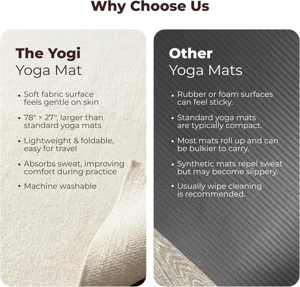 Handmade Organic Cotton Yoga Mat - Non-Toxic, Chemical-free and All Natural Cloth Yoga Mat - Exercise, Workout, & Fitness Rug - Woven Material - Absorbent & Washable - 78" x 27"