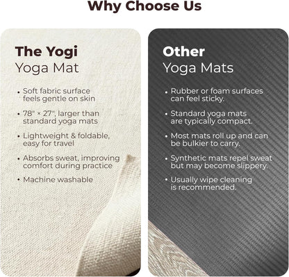 Handmade Organic Cotton Yoga Mat - Non-Toxic, Chemical-free and All Natural Cloth Yoga Mat - Exercise, Workout, & Fitness Rug - Woven Material - Absorbent & Washable - 78" x 27"