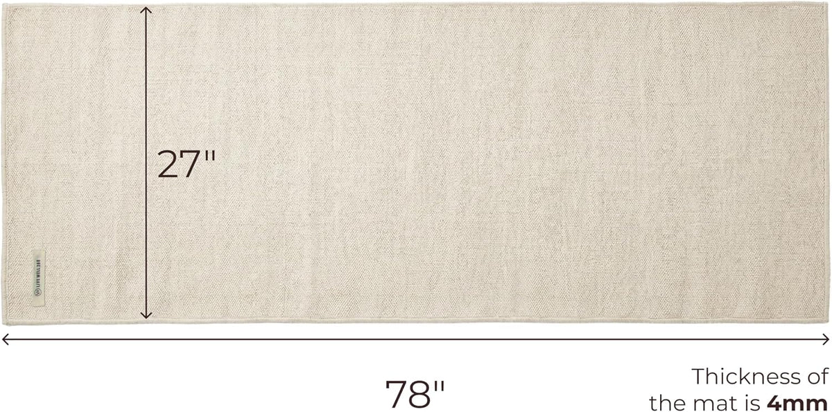 Handmade Organic Cotton Yoga Mat - Non-Toxic, Chemical-free and All Natural Cloth Yoga Mat - Exercise, Workout, & Fitness Rug - Woven Material - Absorbent & Washable - 78" x 27"