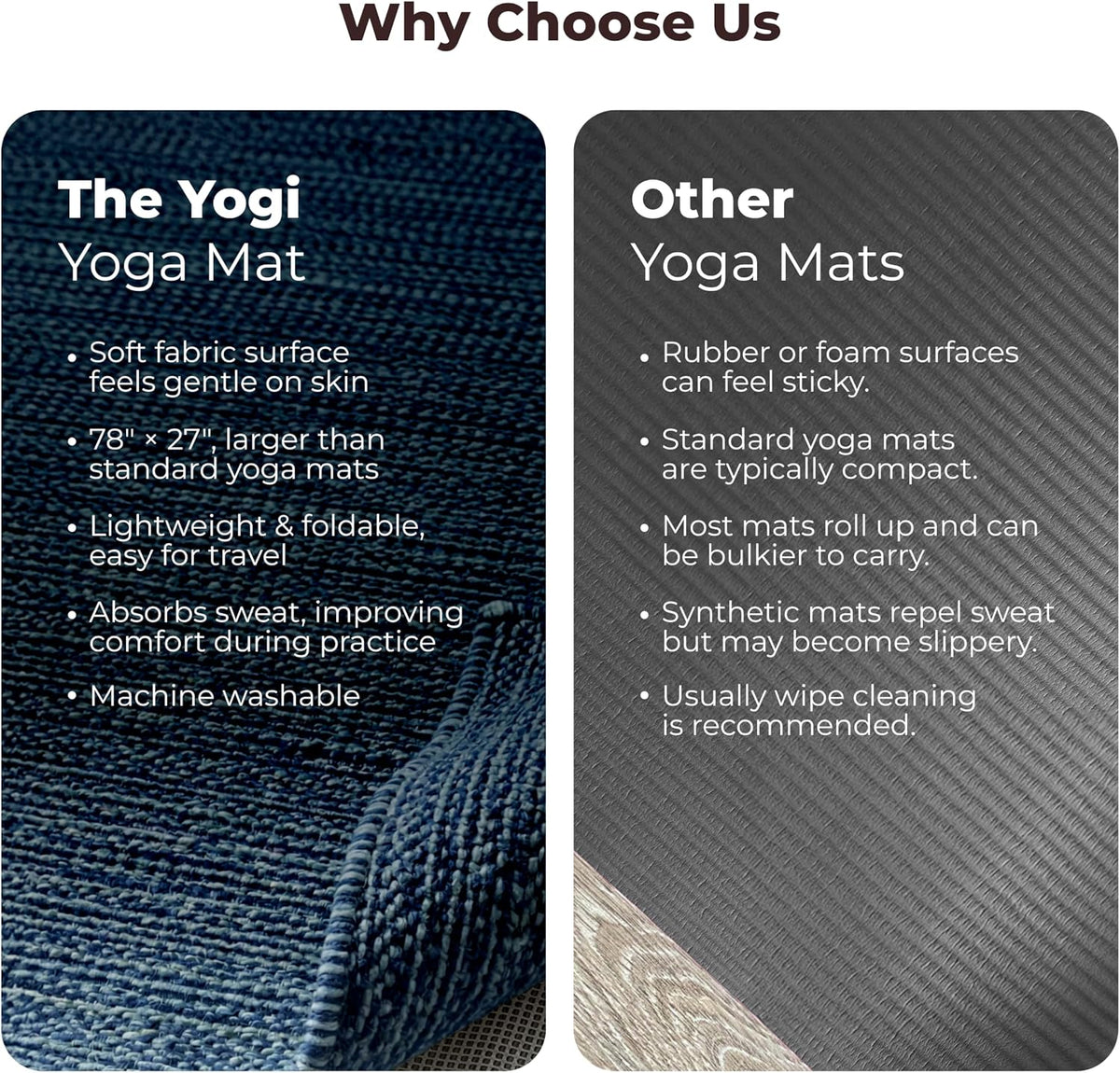 Handmade Organic Cotton Yoga Mat - Non-Toxic, Chemical-free and All Natural Cloth Yoga Mat - Exercise, Workout, & Fitness Rug - Woven Material - Absorbent & Washable - 78" x 27"