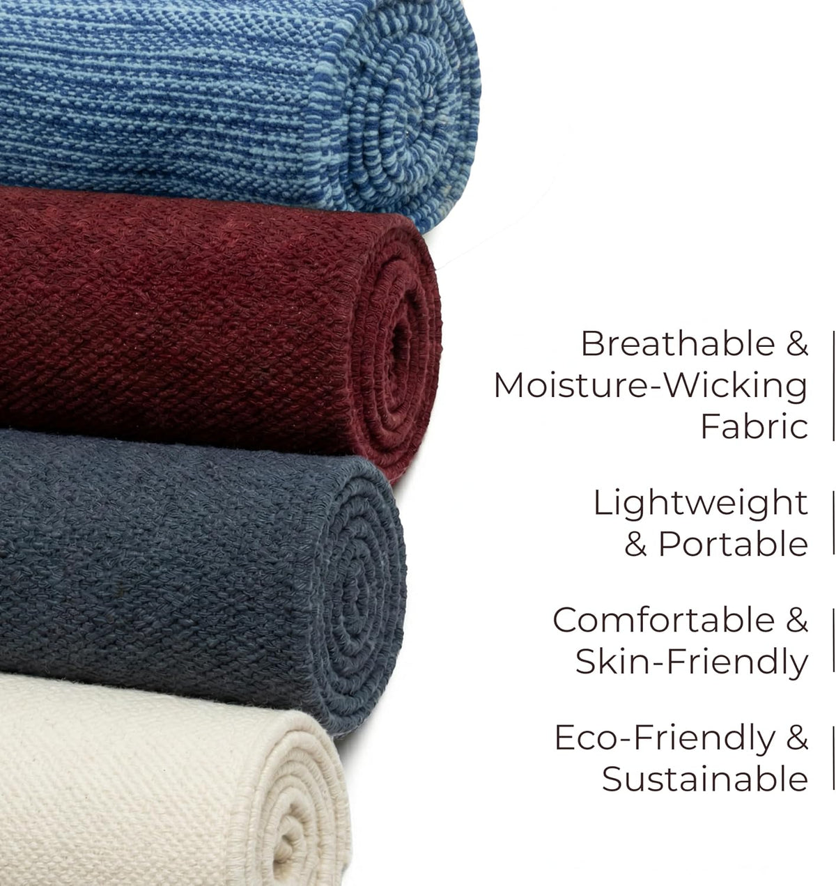 Handmade Organic Cotton Yoga Mat - Non-Toxic, Chemical-free and All Natural Cloth Yoga Mat - Exercise, Workout, & Fitness Rug - Woven Material - Absorbent & Washable - 78" x 27"