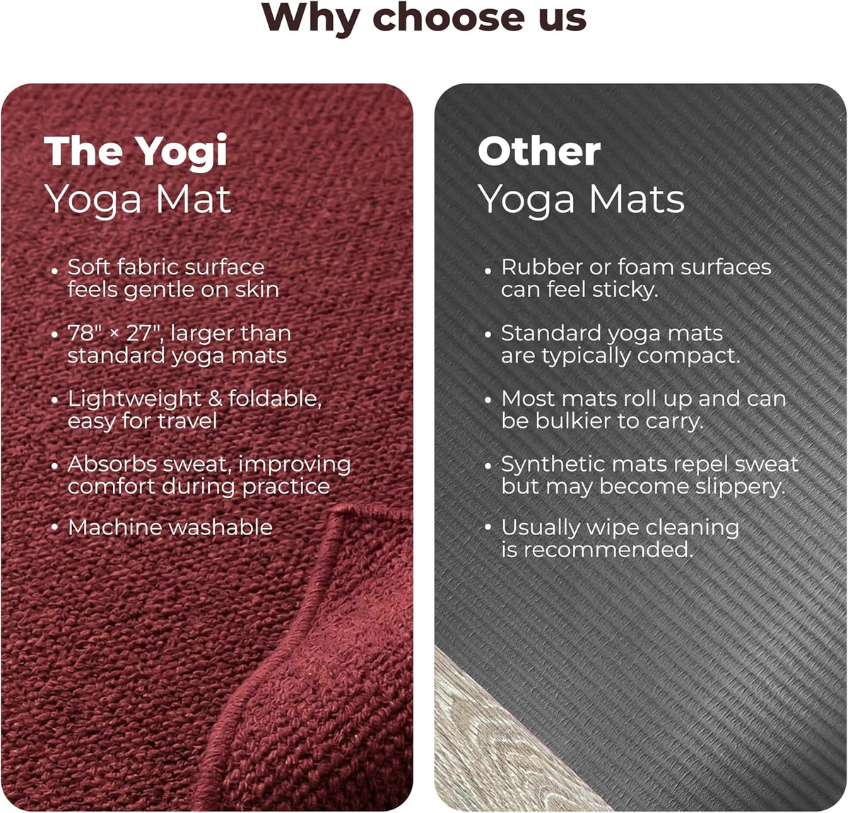 Handmade Organic Cotton Yoga Mat - Non-Toxic, Chemical-free and All Natural Cloth Yoga Mat - Exercise, Workout, & Fitness Rug - Woven Material - Absorbent & Washable - 78" x 27"