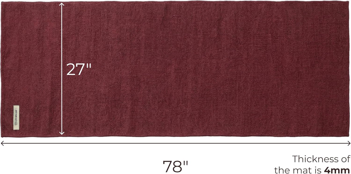 Handmade Organic Cotton Yoga Mat - Non-Toxic, Chemical-free and All Natural Cloth Yoga Mat - Exercise, Workout, & Fitness Rug - Woven Material - Absorbent & Washable - 78" x 27"