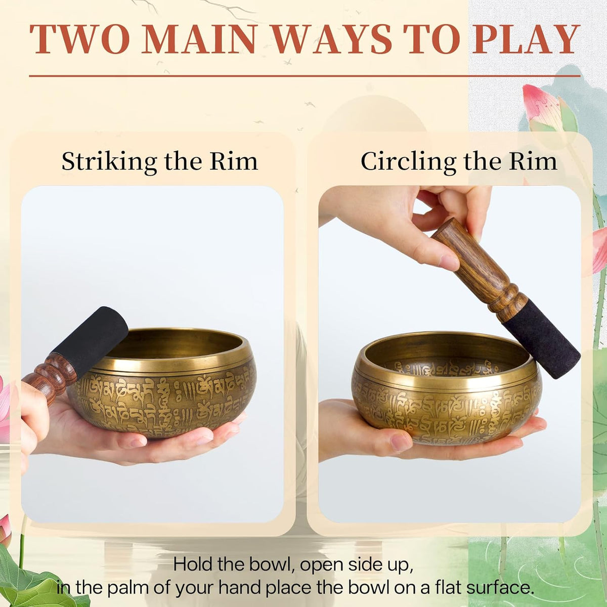HandMade Meditation Singing Bowl: Tibetan Sound Bowl Set with Pure Tone, Sound Bath Bowl with Cushion, Mallet, Carry Bag, Spiritual Gift for Chakra Clearing, Yoga, Prayer, Relaxation (5 Inch)
