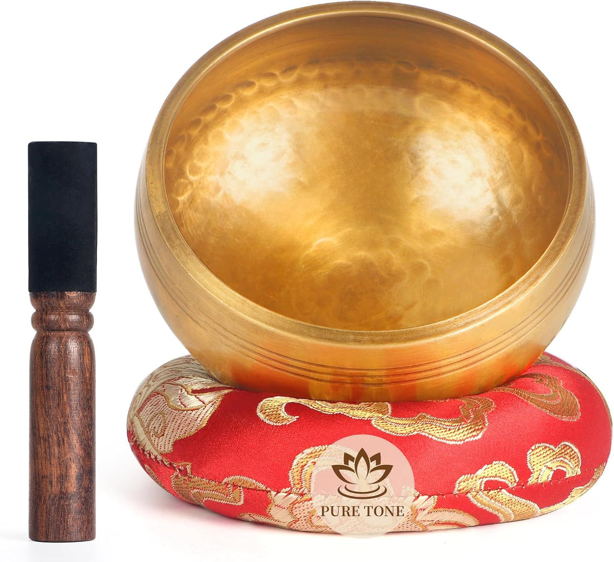 HandMade Meditation Singing Bowl: Tibetan Sound Bowl Set with Pure Tone, Sound Bath Bowl with Cushion, Mallet, Carry Bag, Spiritual Gift for Chakra Clearing, Yoga, Prayer, Relaxation (5 Inch)