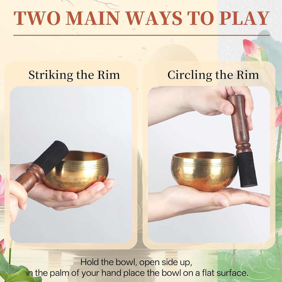 HandMade Meditation Singing Bowl: Tibetan Sound Bowl Set with Pure Tone, Sound Bath Bowl with Cushion, Mallet, Carry Bag, Spiritual Gift for Chakra Clearing, Yoga, Prayer, Relaxation (5 Inch)