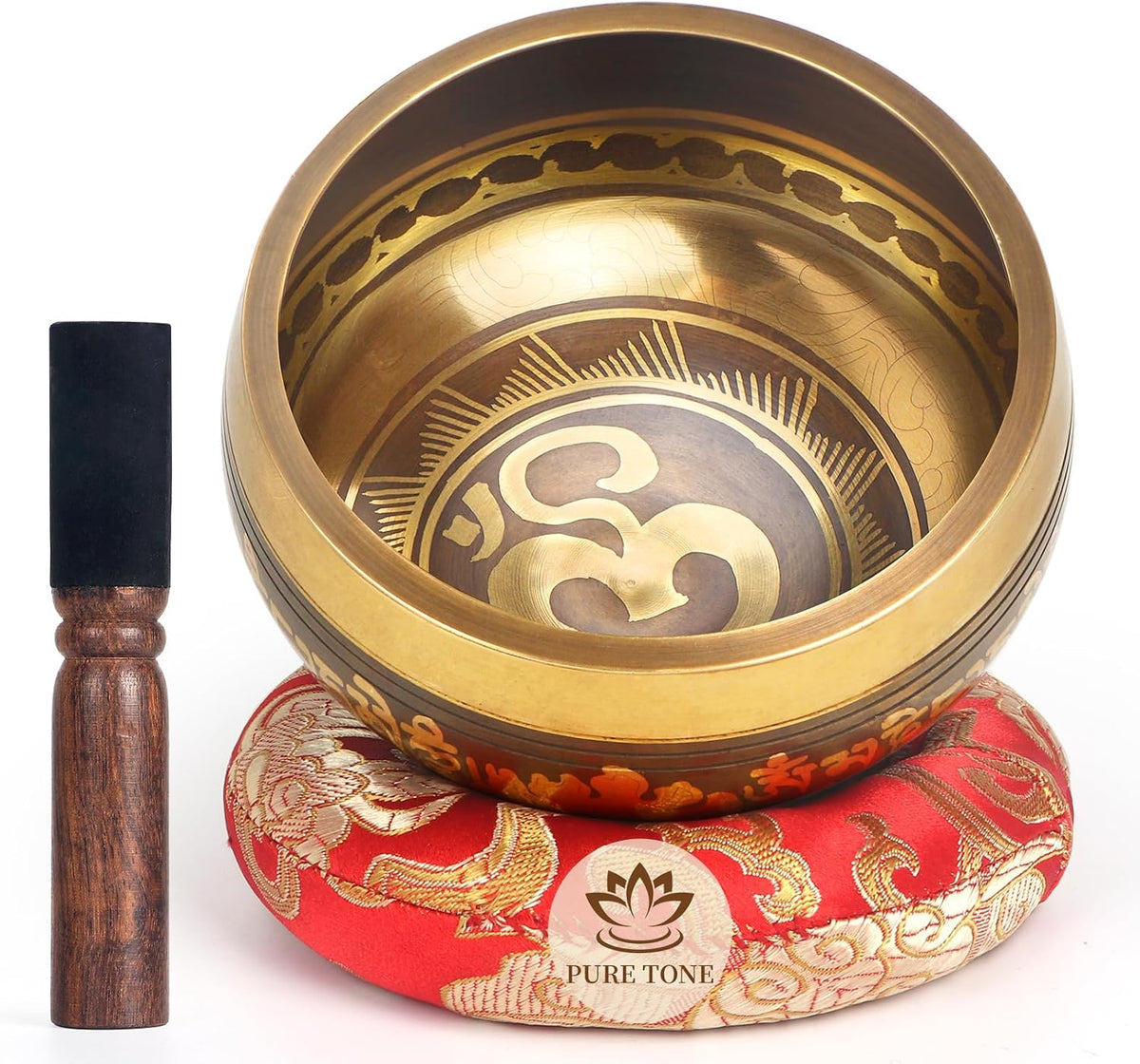 HandMade Meditation Singing Bowl: Tibetan Sound Bowl Set with Pure Tone, Sound Bath Bowl with Cushion, Mallet, Carry Bag, Spiritual Gift for Chakra Clearing, Yoga, Prayer, Relaxation (5 Inch)
