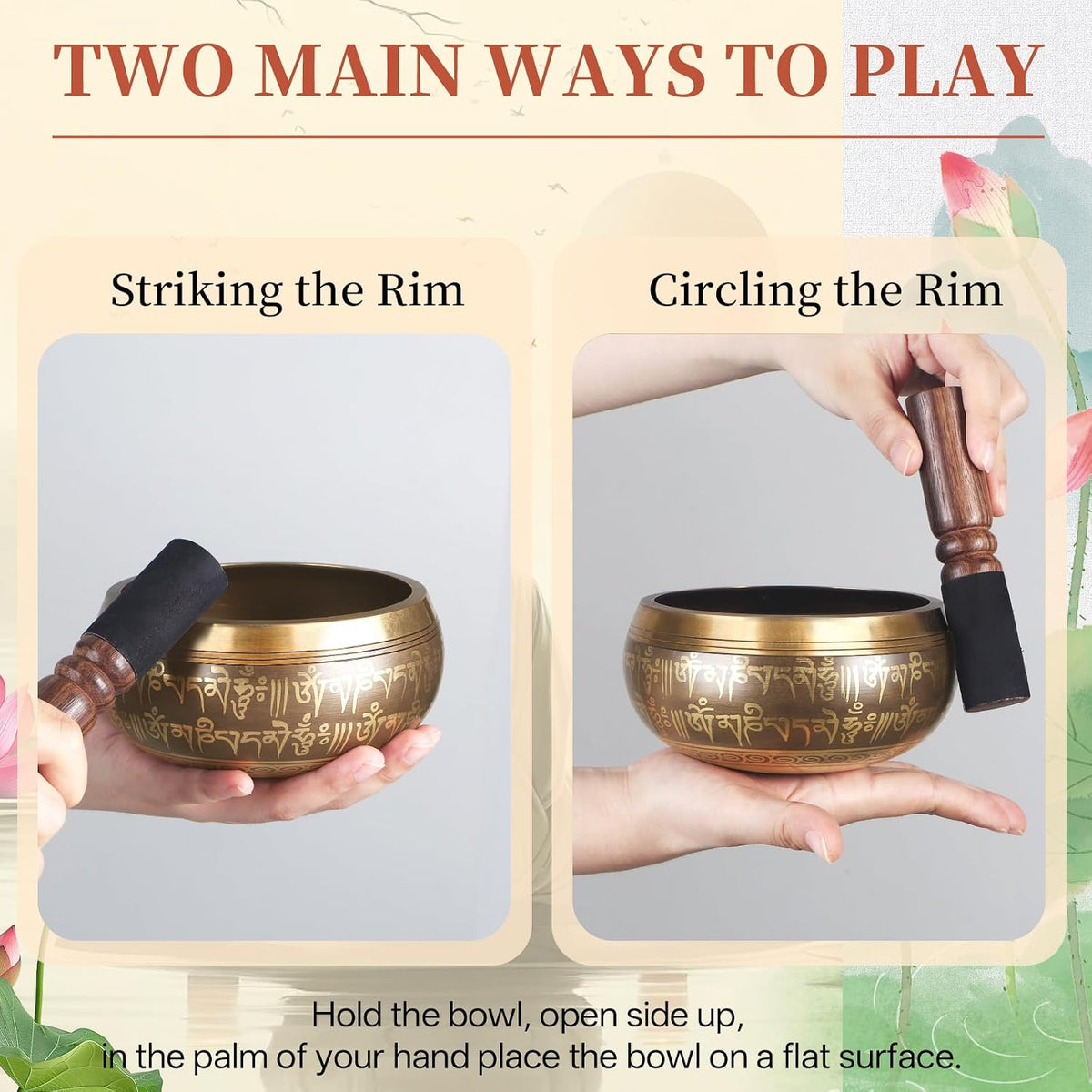 HandMade Meditation Singing Bowl: Tibetan Sound Bowl Set with Pure Tone, Sound Bath Bowl with Cushion, Mallet, Carry Bag, Spiritual Gift for Chakra Clearing, Yoga, Prayer, Relaxation (5 Inch)
