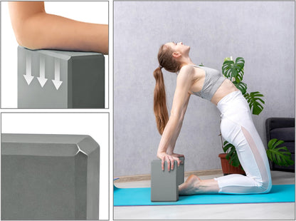 Yoga Blocks 2 pack, Gym Blocks, Exercise Workout Fitness Bricks, Pilates Stretch Handstand Non-Slip