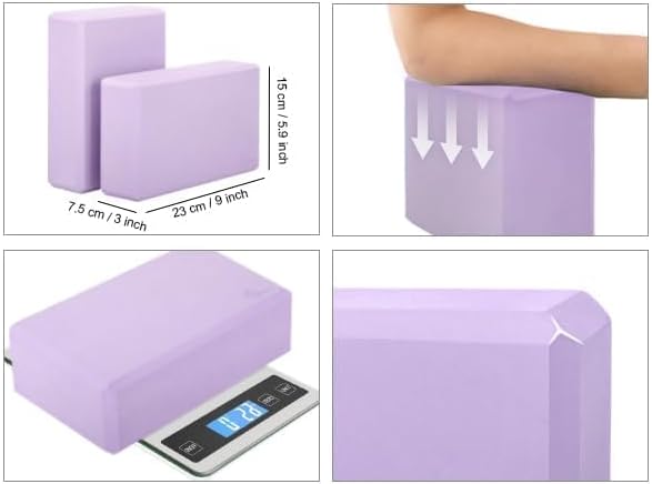 Yoga Blocks 2 pack, Gym Blocks, Exercise Workout Fitness Bricks, Pilates Stretch Handstand Non-Slip