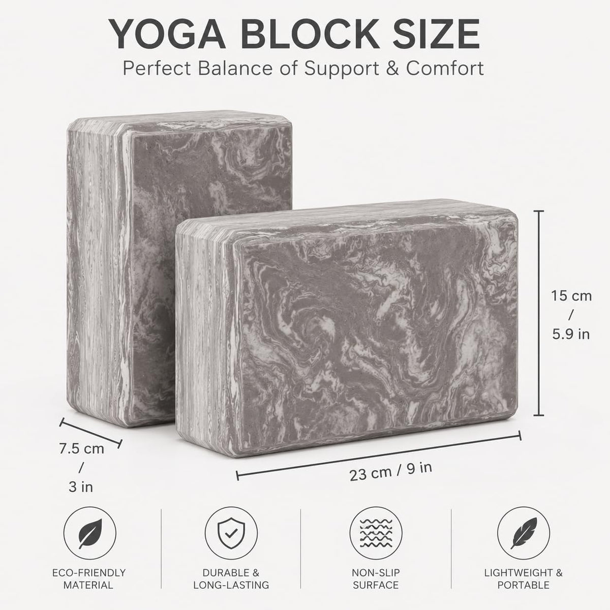 Yoga Blocks 2 pack, Gym Blocks, Exercise Workout Fitness Bricks, Pilates Stretch Handstand Non-Slip