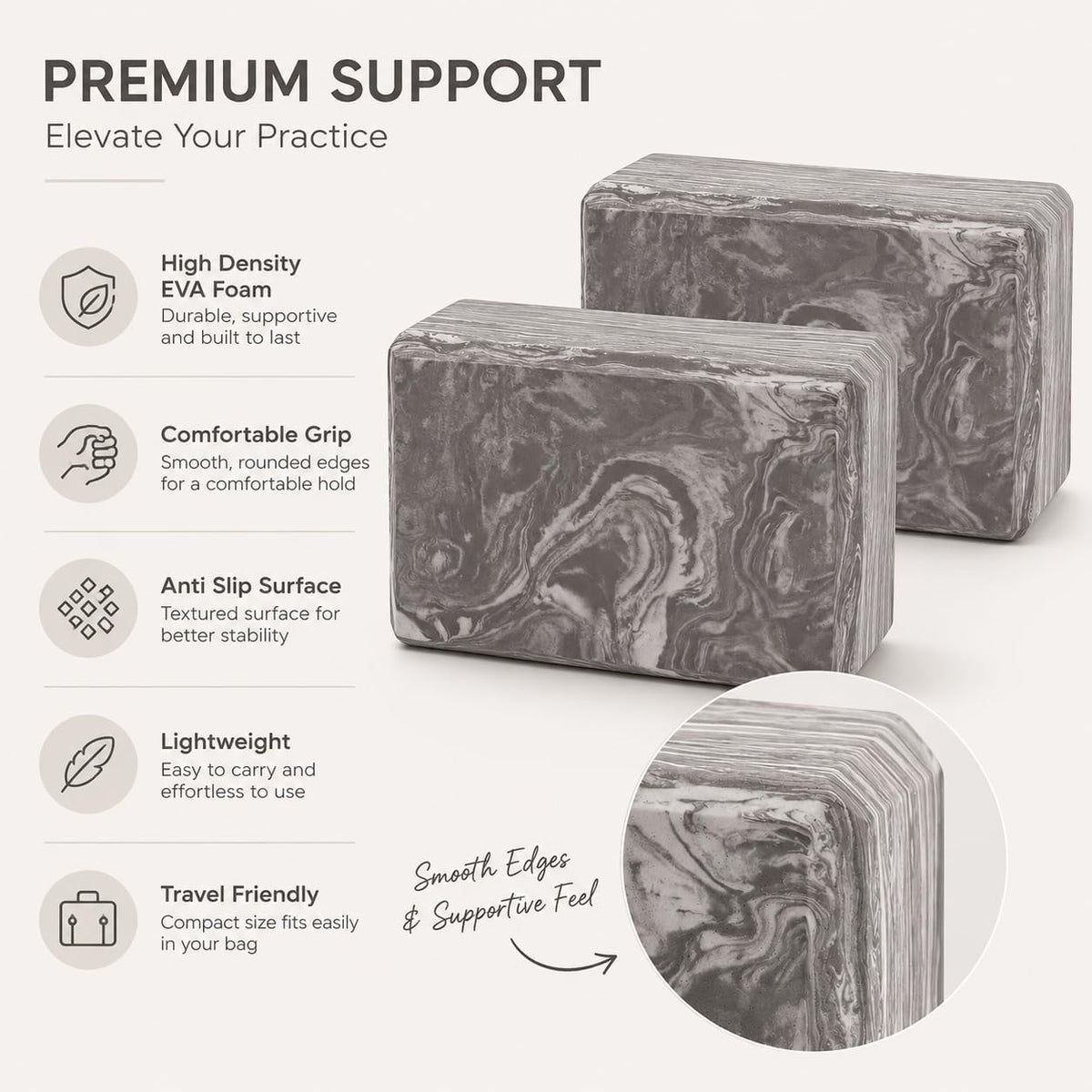 Yoga Blocks 2 pack, Gym Blocks, Exercise Workout Fitness Bricks, Pilates Stretch Handstand Non-Slip