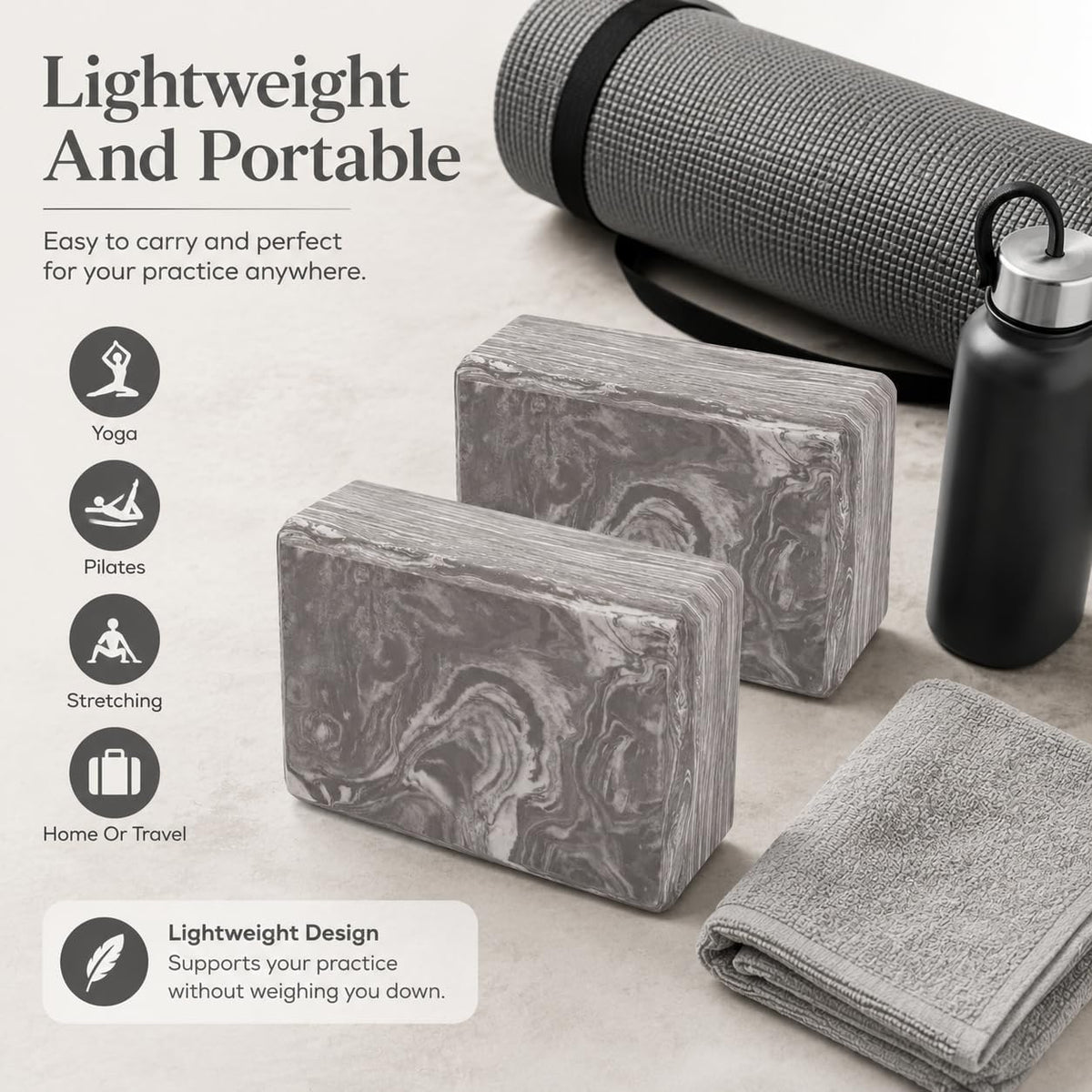 Yoga Blocks 2 pack, Gym Blocks, Exercise Workout Fitness Bricks, Pilates Stretch Handstand Non-Slip