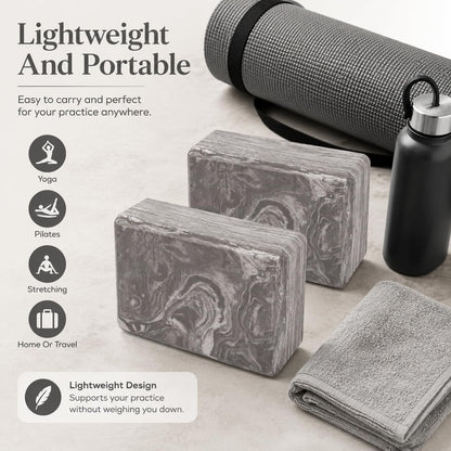 Yoga Blocks 2 pack, Gym Blocks, Exercise Workout Fitness Bricks, Pilates Stretch Handstand Non-Slip