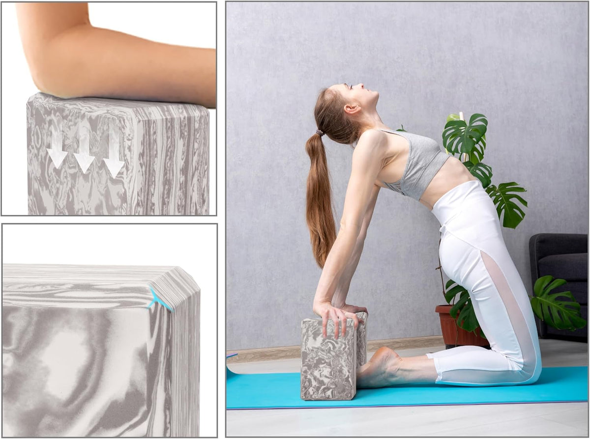 Yoga Blocks 2 pack, Gym Blocks, Exercise Workout Fitness Bricks, Pilates Stretch Handstand Non-Slip