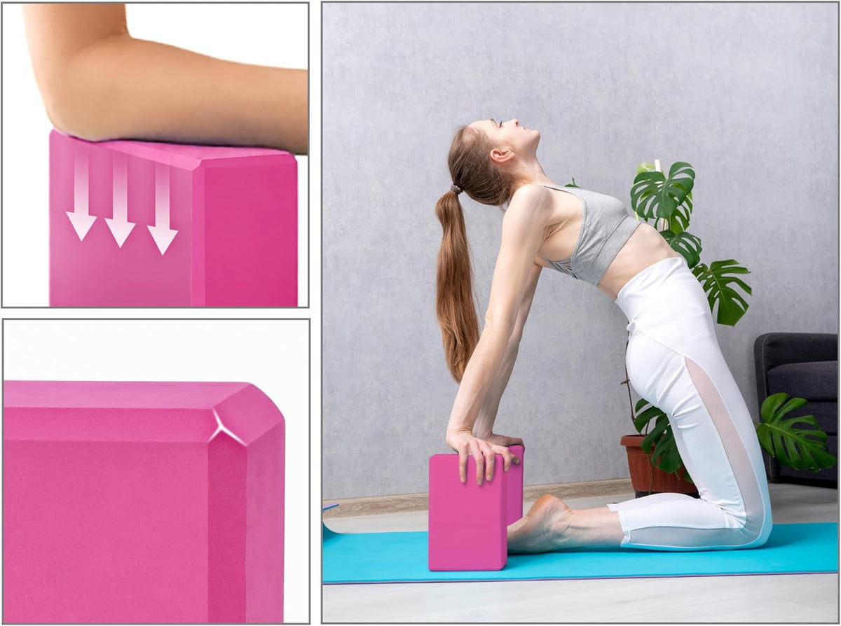 Yoga Blocks 2 pack, Gym Blocks, Exercise Workout Fitness Bricks, Pilates Stretch Handstand Non-Slip