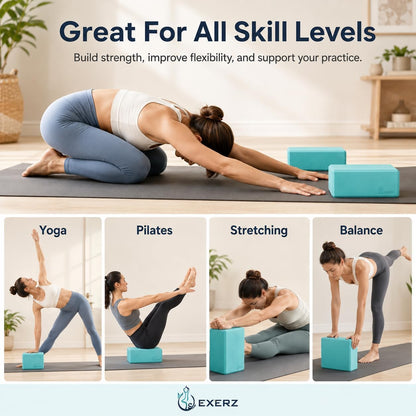 Yoga Blocks 2 pack, Gym Blocks, Exercise Workout Fitness Bricks, Pilates Stretch Handstand Non-Slip