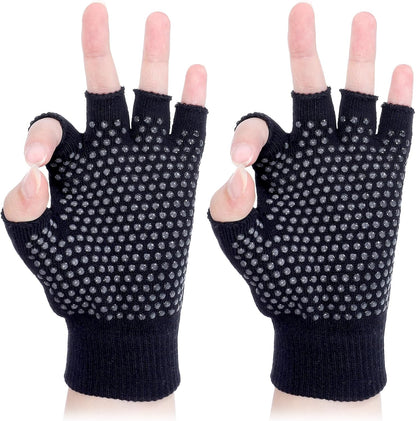 Fingerless Workout Pilates Gloves for Men and Women, Non-Slip Grip Fitness Gym Gloves Breathable Half Finger Exercise Glove for Yoga, Pilates, Cycling