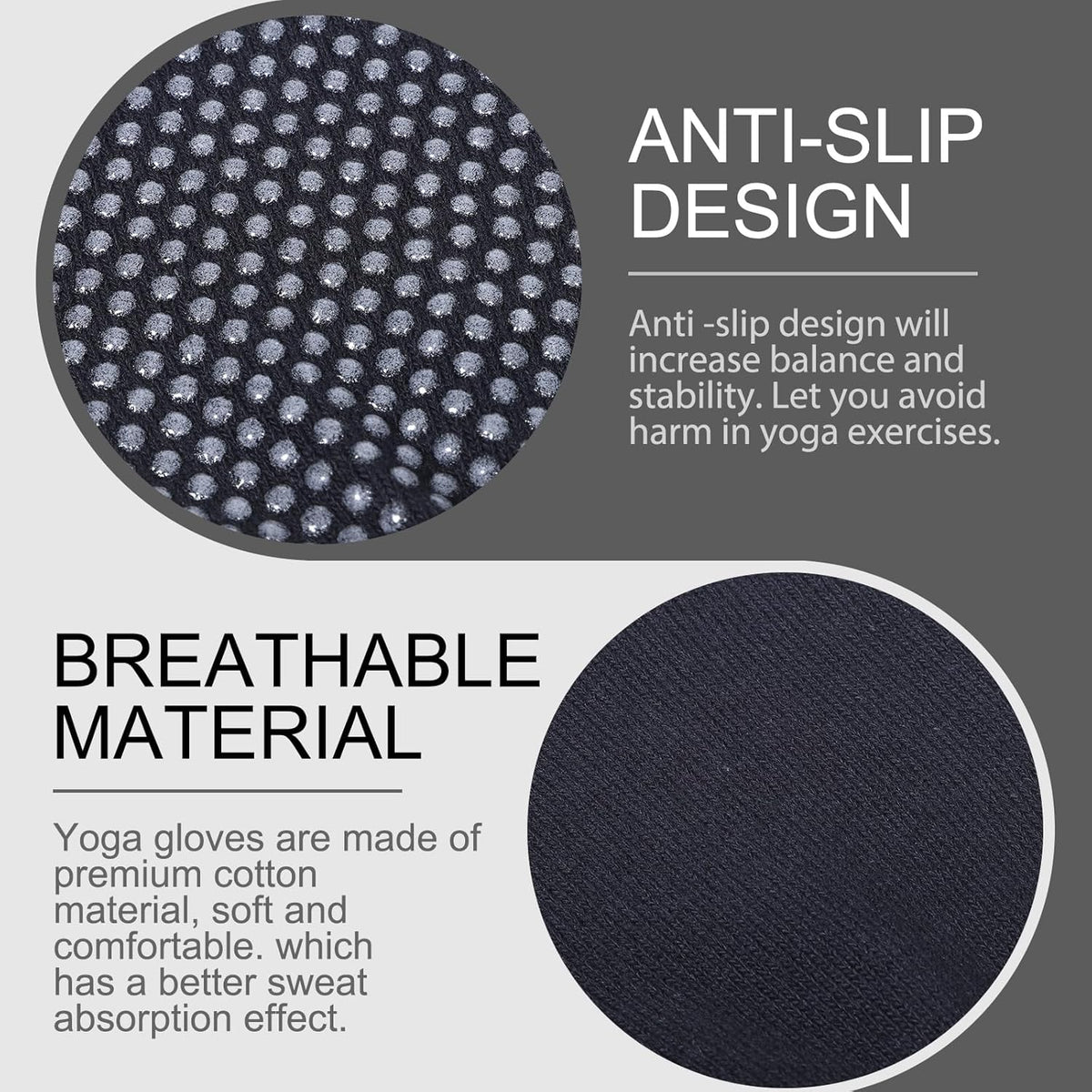 Fingerless Workout Pilates Gloves for Men and Women, Non-Slip Grip Fitness Gym Gloves Breathable Half Finger Exercise Glove for Yoga, Pilates, Cycling