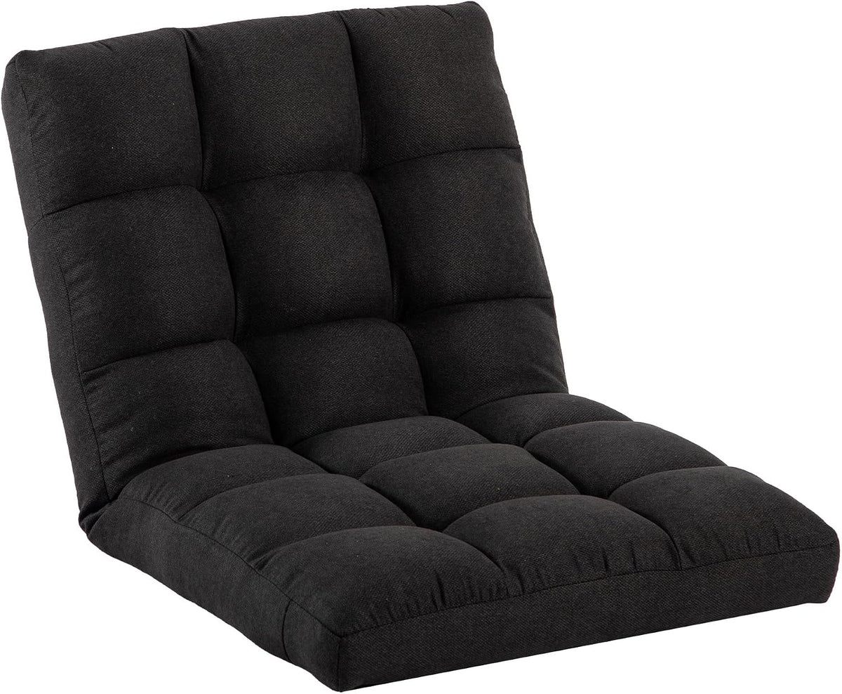 Folding Floor Chair with Back Support, Adjust Lay Flat Recliner Oversized Lounge Wide Lazy Boy Gaming Ergonomic Single Sofa Seat for Living Room Bedroom(Black)