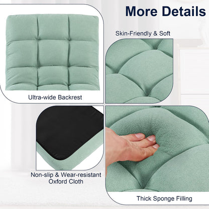Folding Floor Chair with Back Support, Adjust Lay Flat Recliner Oversized Lounge Wide Lazy Boy Gaming Ergonomic Single Sofa Seat for Living Room Bedroom(Black)