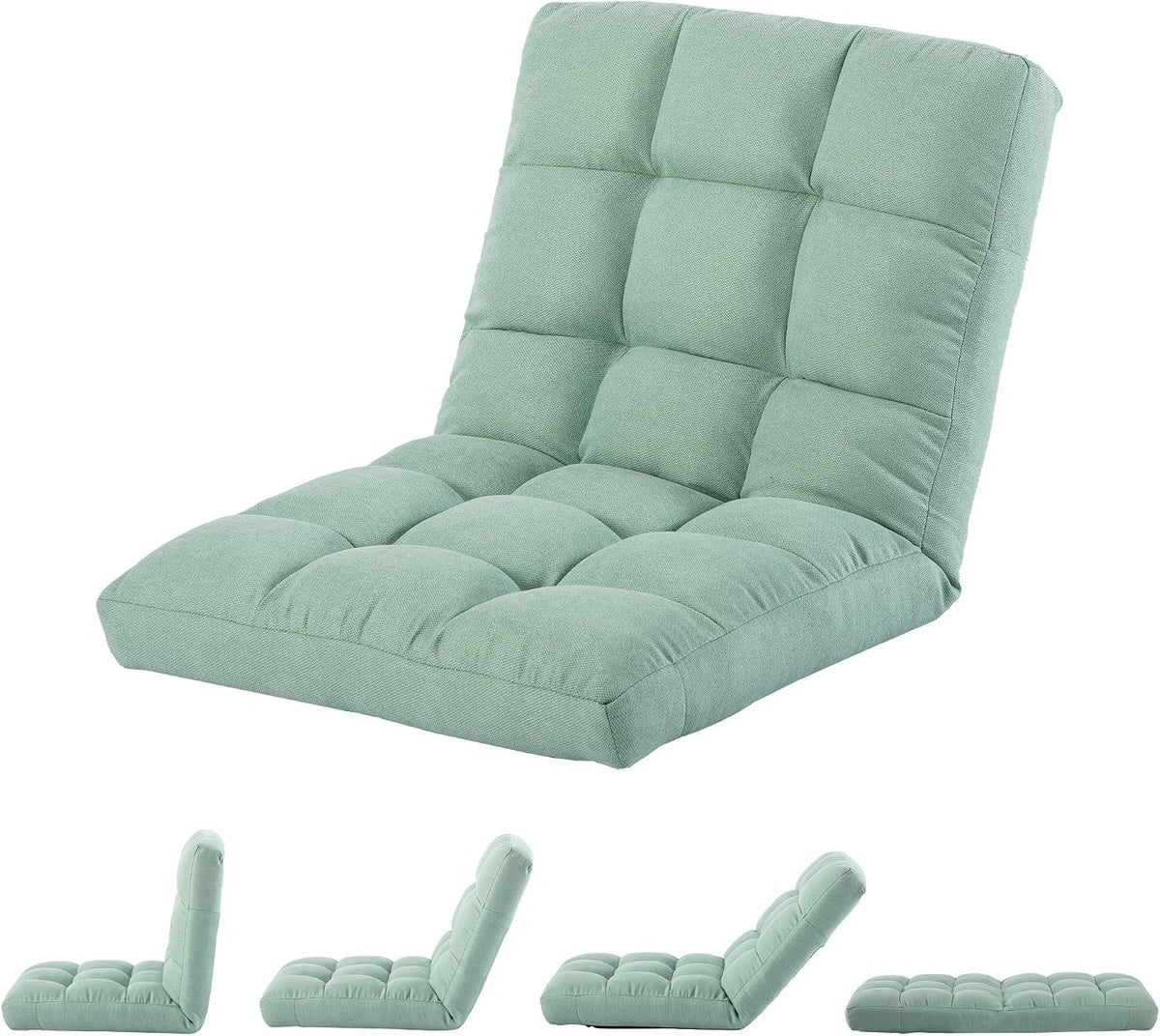 Folding Floor Chair with Back Support, Adjust Lay Flat Recliner Oversized Lounge Wide Lazy Boy Gaming Ergonomic Single Sofa Seat for Living Room Bedroom(Black)