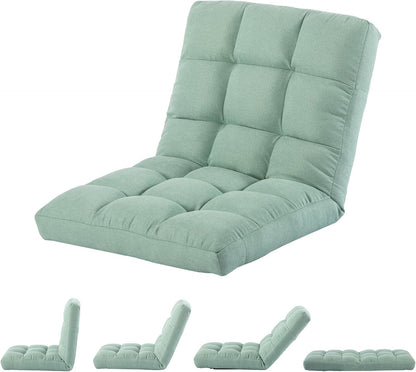 Folding Floor Chair with Back Support, Adjust Lay Flat Recliner Oversized Lounge Wide Lazy Boy Gaming Ergonomic Single Sofa Seat for Living Room Bedroom(Black)