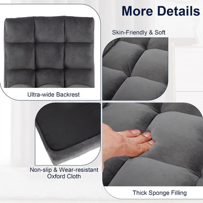 Folding Floor Chair with Back Support, Adjust Lay Flat Recliner Oversized Lounge Wide Lazy Boy Gaming Ergonomic Single Sofa Seat for Living Room Bedroom(Black)