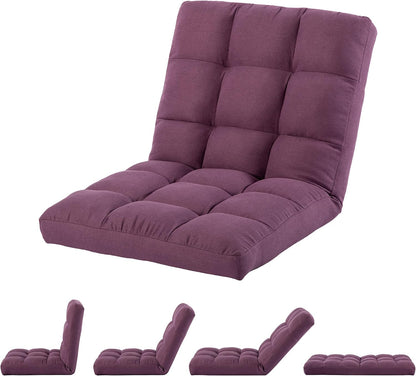 Folding Floor Chair with Back Support, Adjust Lay Flat Recliner Oversized Lounge Wide Lazy Boy Gaming Ergonomic Single Sofa Seat for Living Room Bedroom(Black)