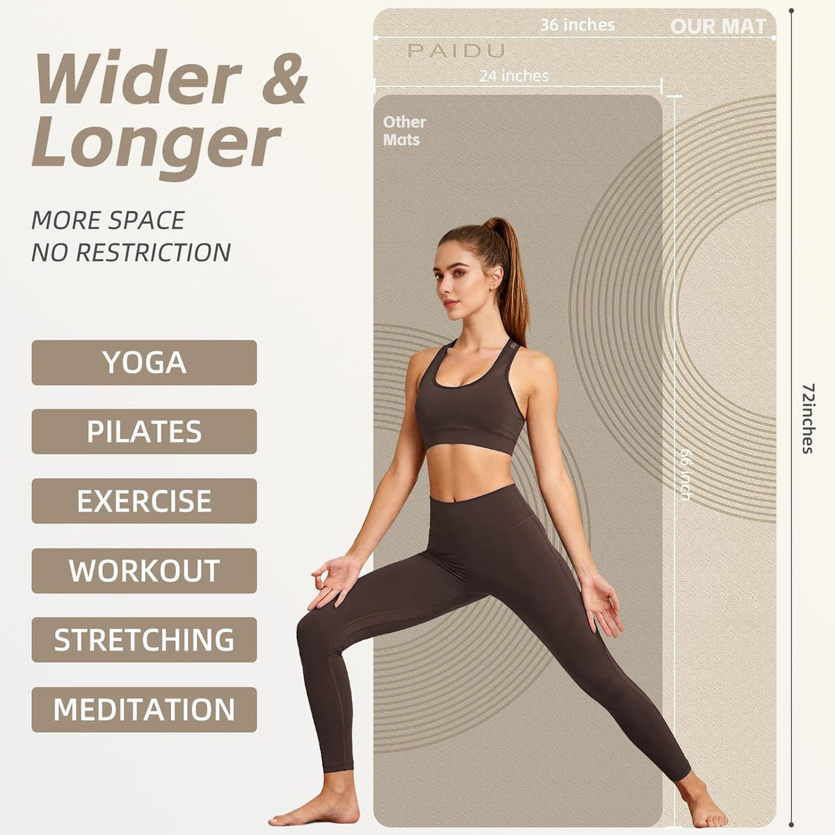 Extra Large Yoga Mat, 72"x36" 10MM Thick POE Non Slip Exercise Mat