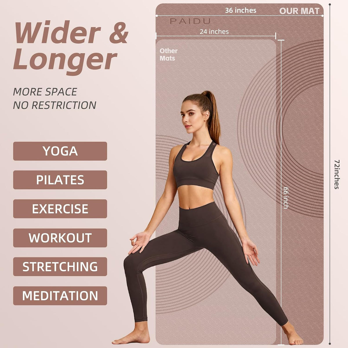Extra Large Yoga Mat, 72"x36" 10MM Thick POE Non Slip Exercise Mat
