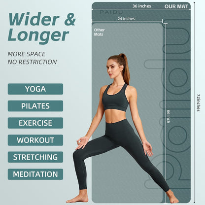 Extra Large Yoga Mat, 72"x36" 10MM Thick POE Non Slip Exercise Mat