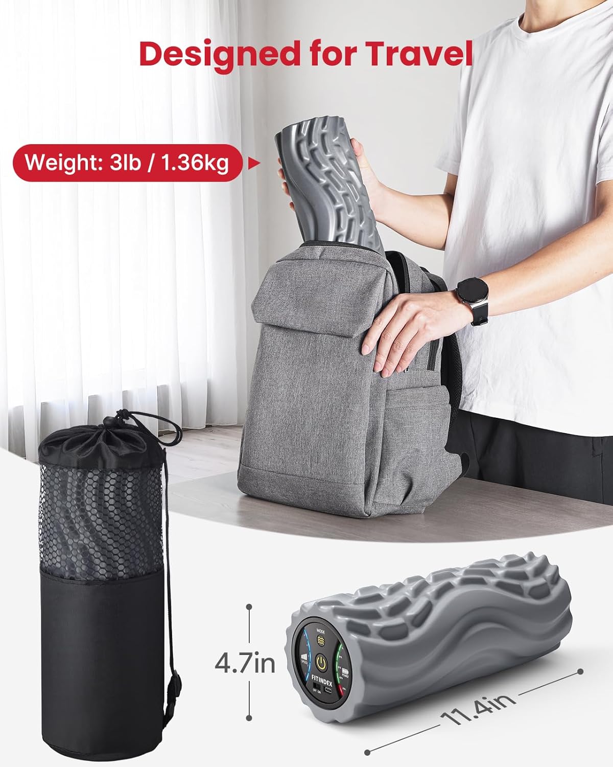 Vibrating Foam Roller for Exercise,5 Vibration Speeds,Rechargeable