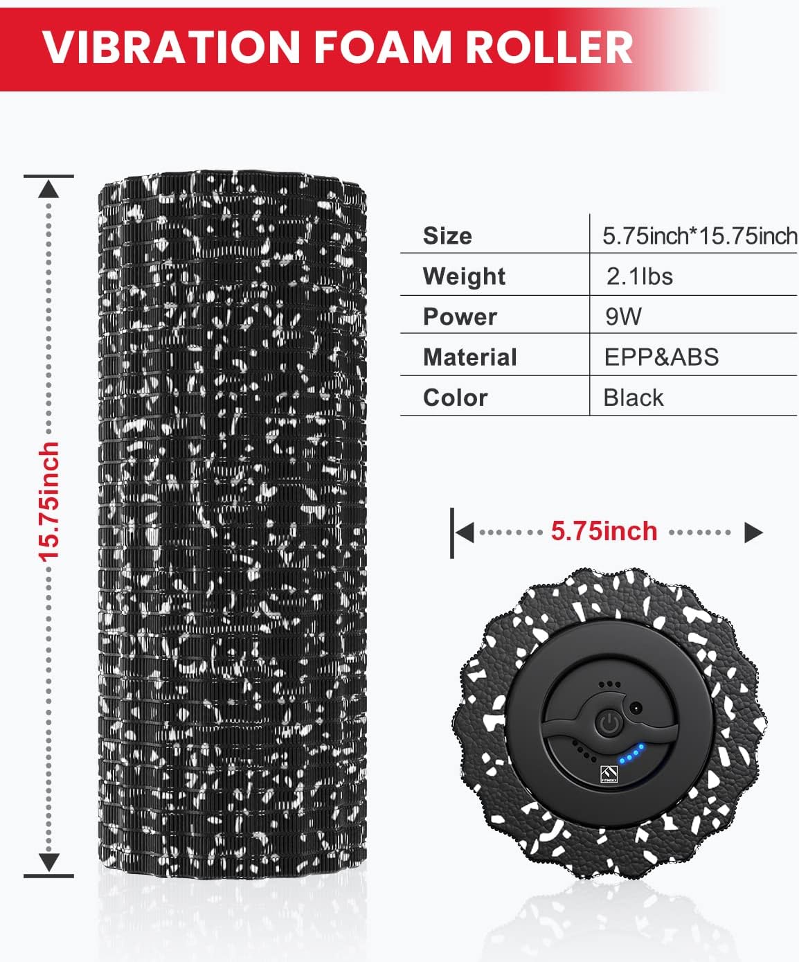 Vibrating Foam Roller for Exercise,5 Vibration Speeds,Rechargeable