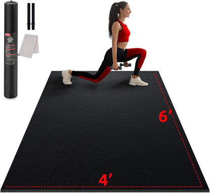 Large Exercise Mat for Home Workouts, 12x6/10x6/9x6/8x6/7x5/6x4 ft