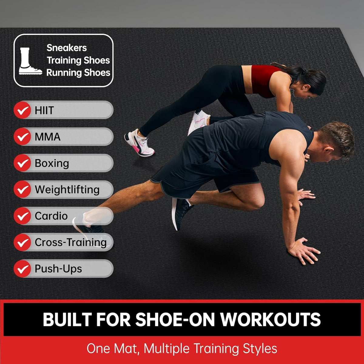 Large Exercise Mat for Home Workouts, 12x6/10x6/9x6/8x6/7x5/6x4 ft