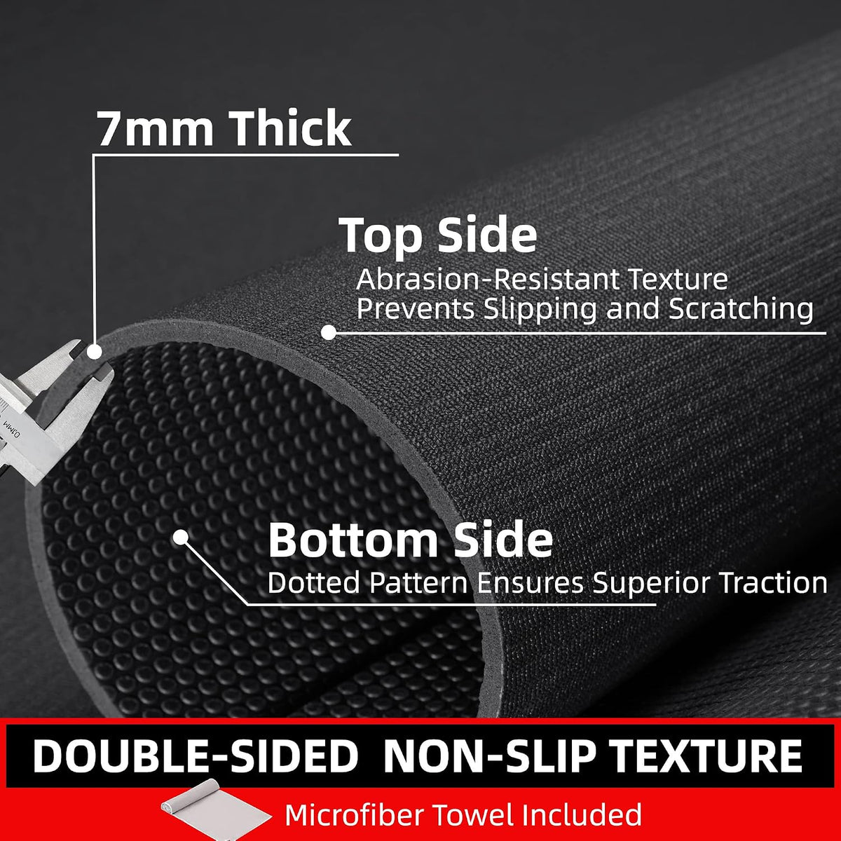 Large Exercise Mat for Home Workouts, 12x6/10x6/9x6/8x6/7x5/6x4 ft