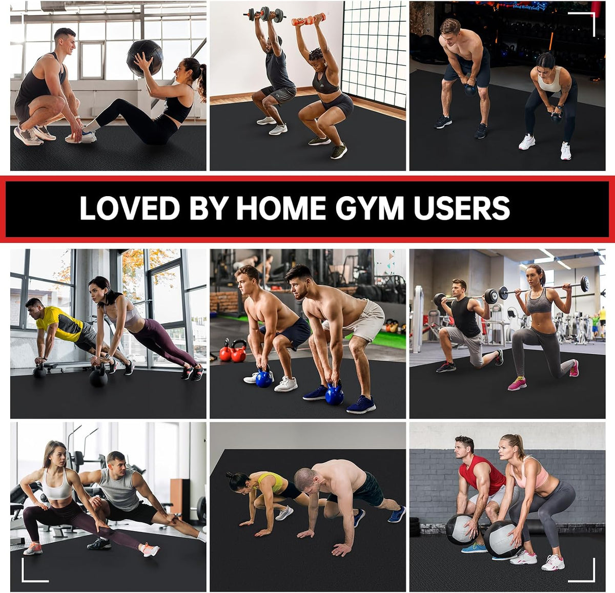 Large Exercise Mat for Home Workouts, 12x6/10x6/9x6/8x6/7x5/6x4 ft