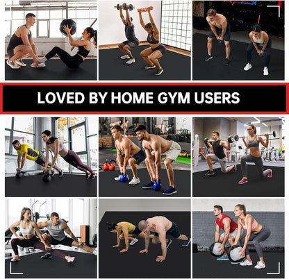 Large Exercise Mat for Home Workouts, 12x6/10x6/9x6/8x6/7x5/6x4 ft